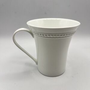 222 Fifth Coffee Tea Mug Cup White Embossed Exeter Pattern